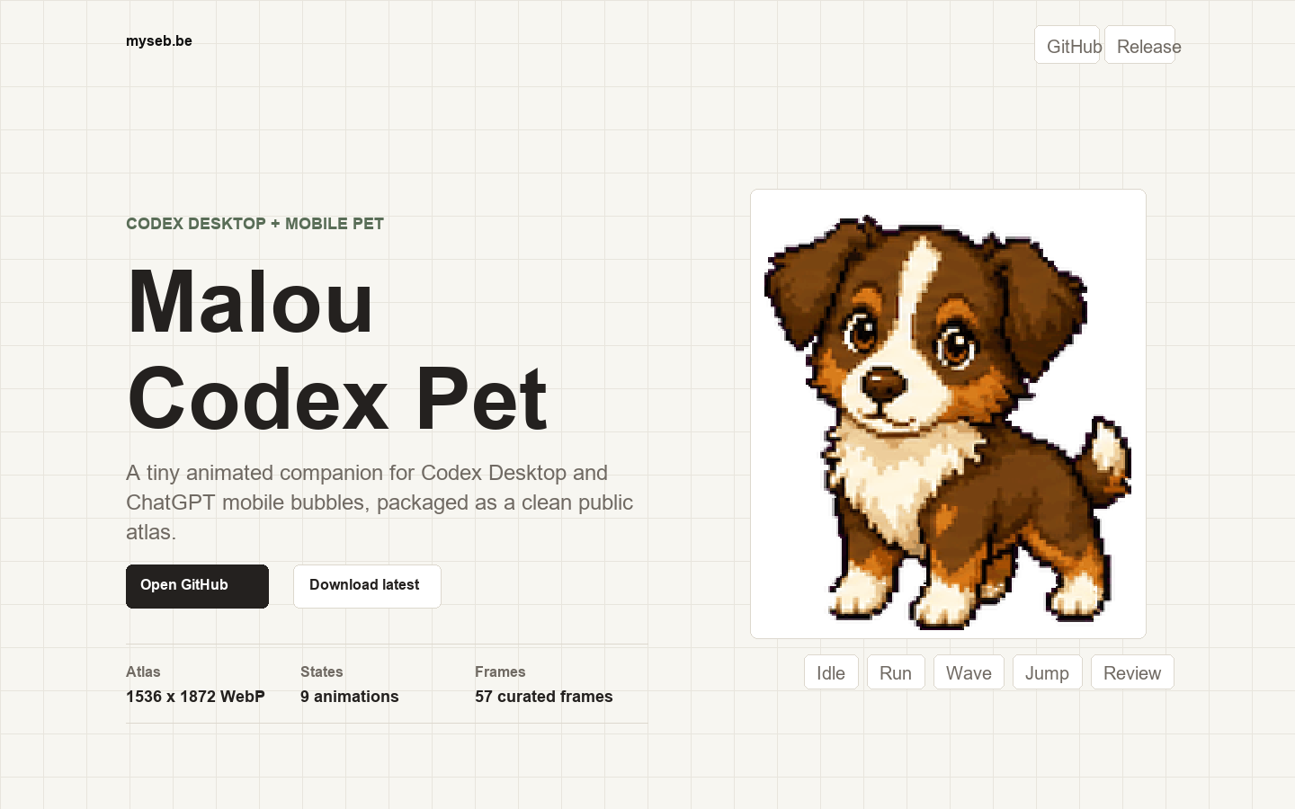 Project view of Malou Codex Pet