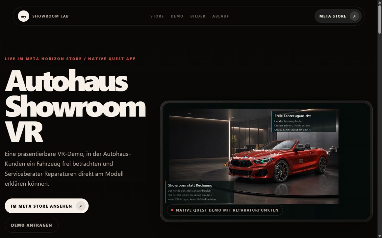 Projektansicht von Autohaus Showroom VR