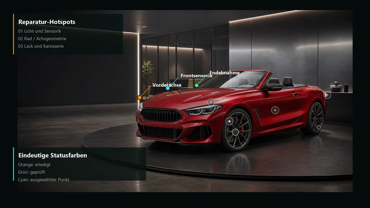Autohaus Showroom VR Store Screenshot mit Service-HUD